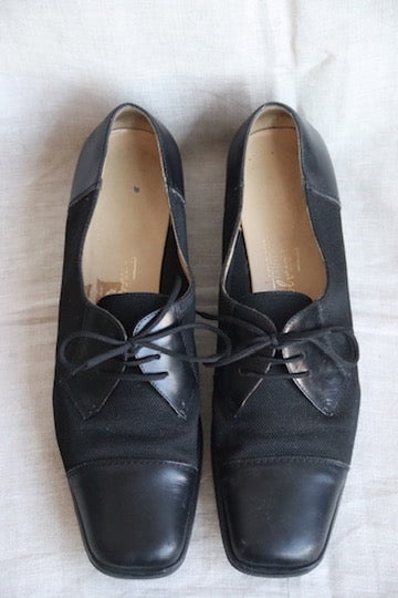 Salvatore Ferragamo Black Nylon Mesh Oxfords - 10