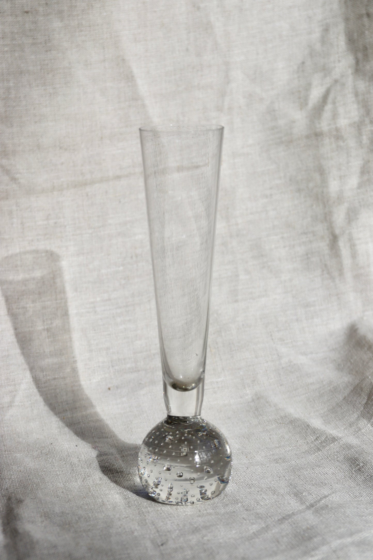 Controlled Bubble Base Clear Glass Bud Vase
