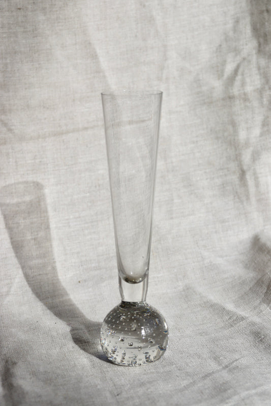 Controlled Bubble Base Clear Glass Bud Vase