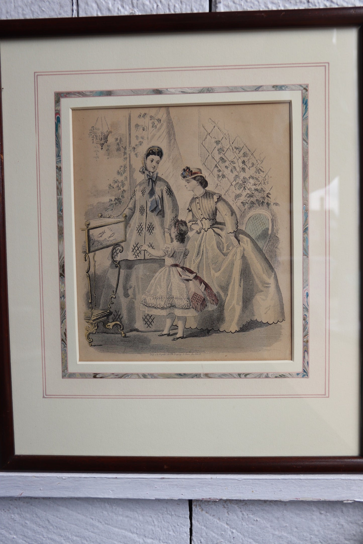 Set of Two Framed Fashion Prints with Hand Drawn Mattes