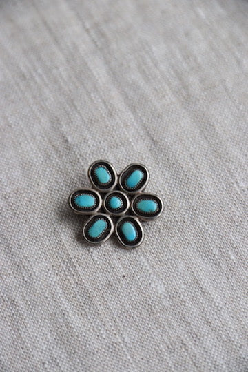 Sterling Silver and Turquoise Flower Pin