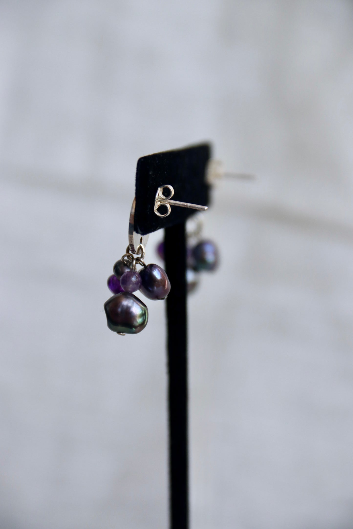 Sterling Silver Purple Bead Earrings
