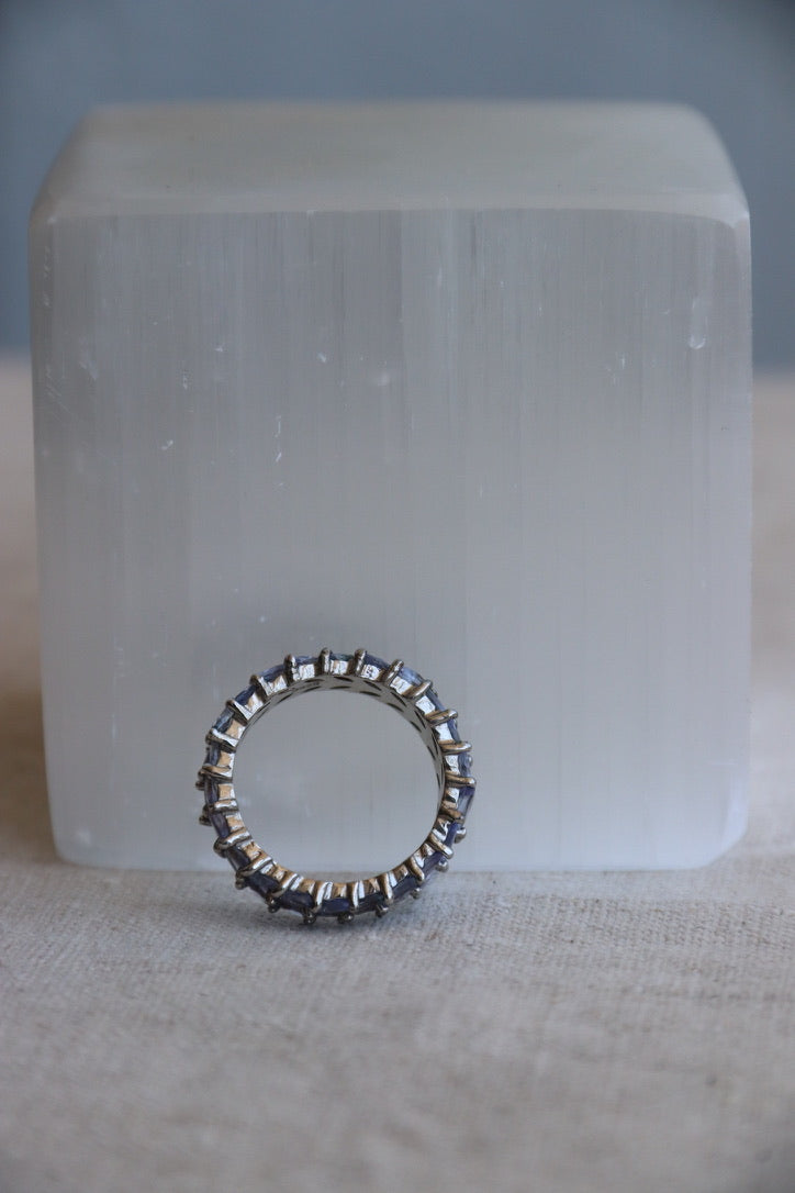 Sterling Silver Tanzanite Double Row Eternity Band
