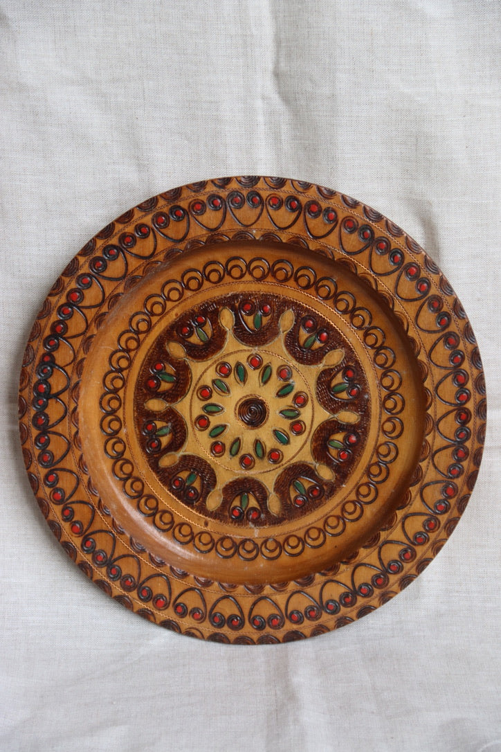 Vintage Wooden Painted Wall Plate