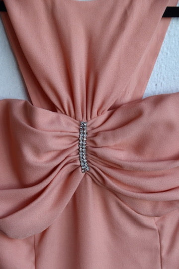 Vintage 90s Peach Pink Strapless Dress