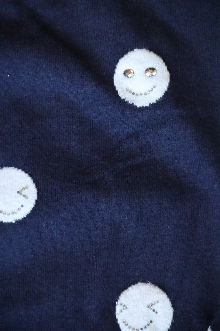 Dark Blue Smiley Face Sweater