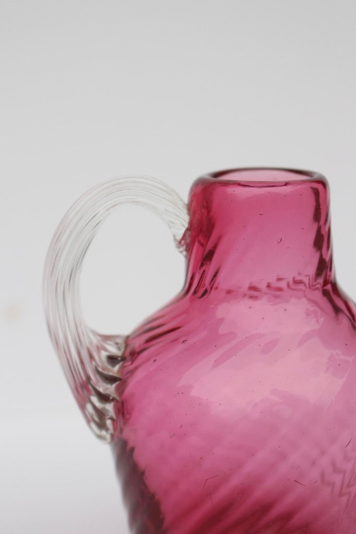 Mini hand blown maroon glass pitcher/vase