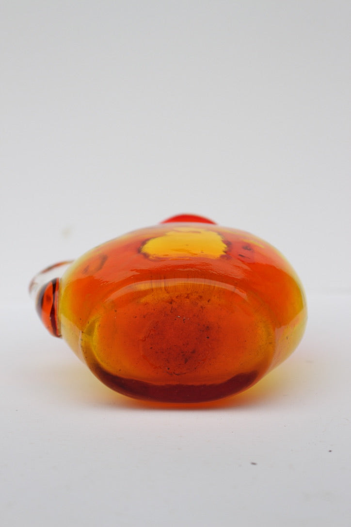 Hand Blown red and orange vase with handle