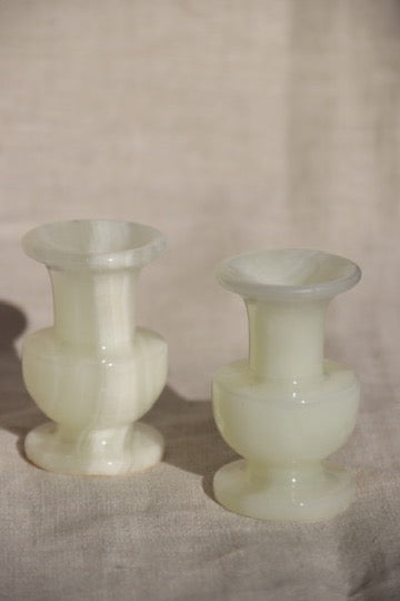 Pair of Vintage Natural Onyx Candlesticks