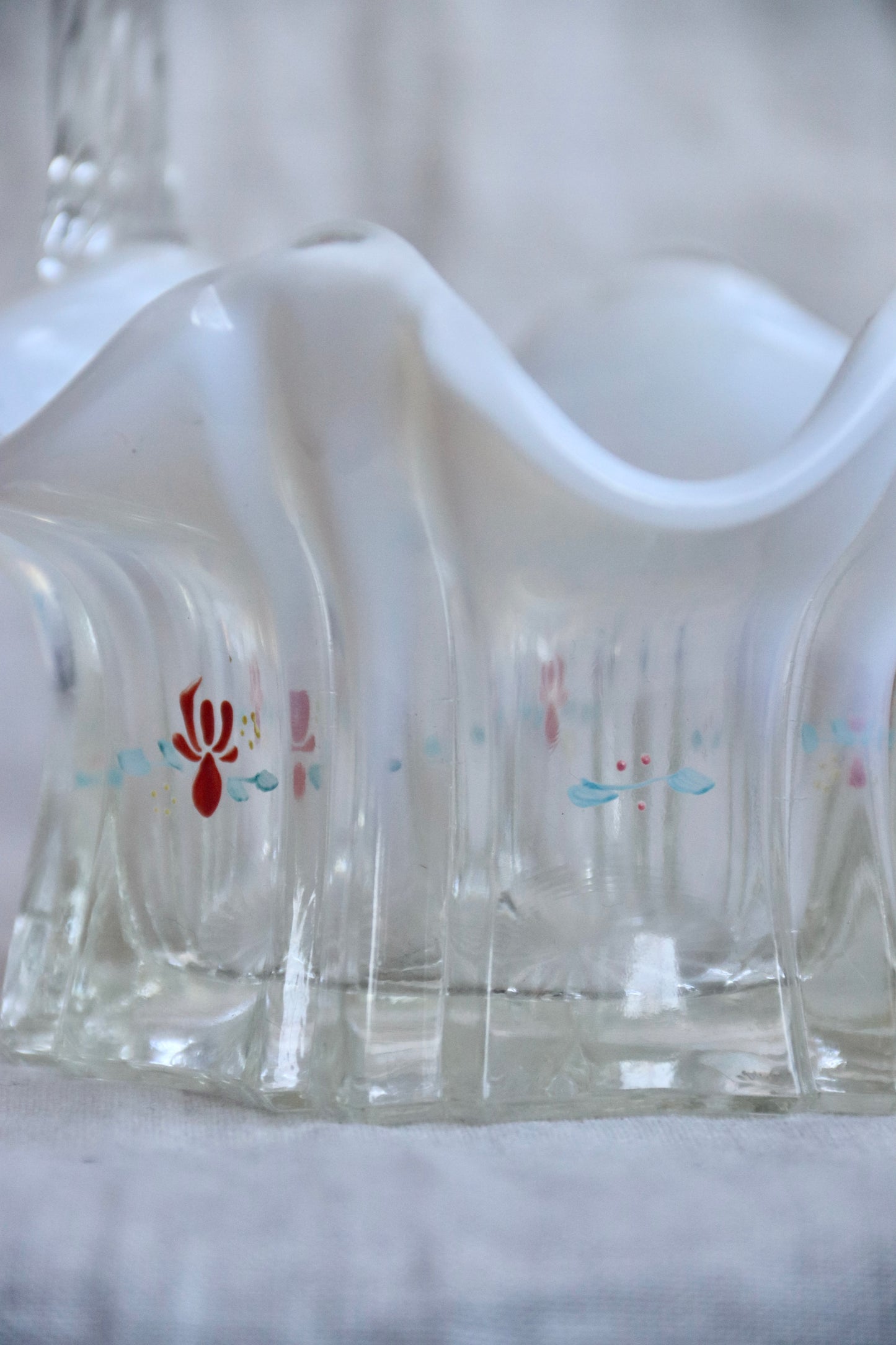 Hand Painted Iridescent Glass Basket