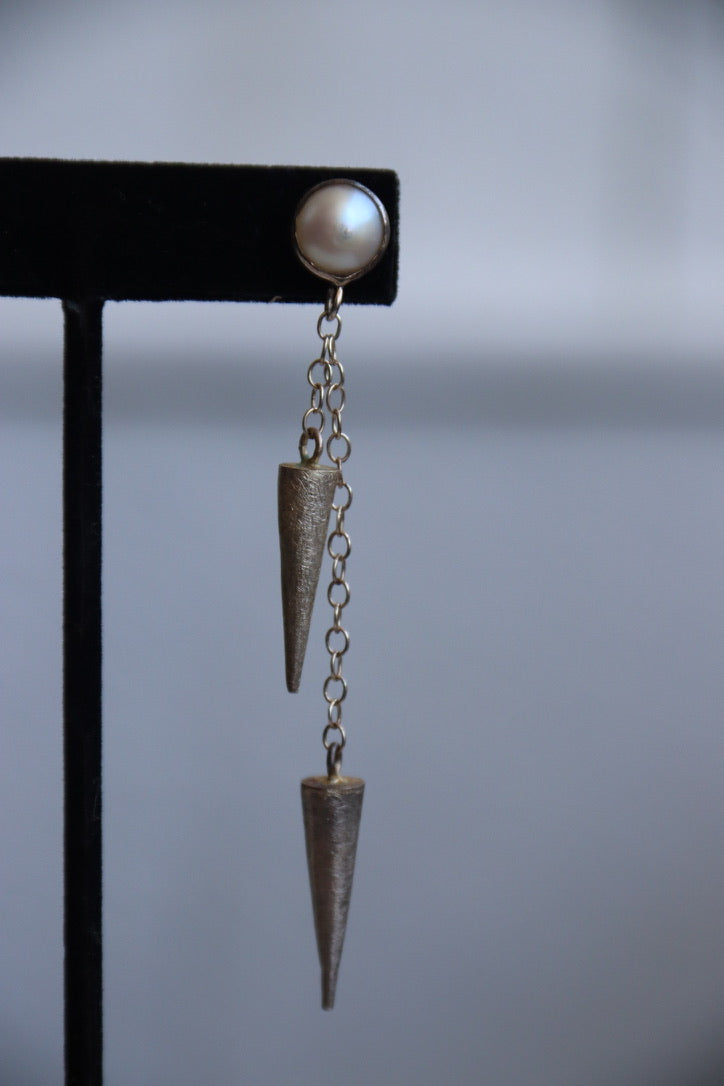 Balaam by Monica Zamora Sterling Silver Pearl Drop Earrings