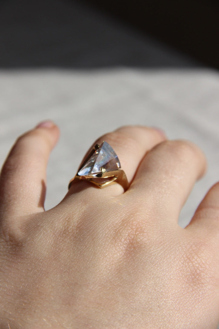 Fantasy Cut Cubic Zirconia Ring - 10K