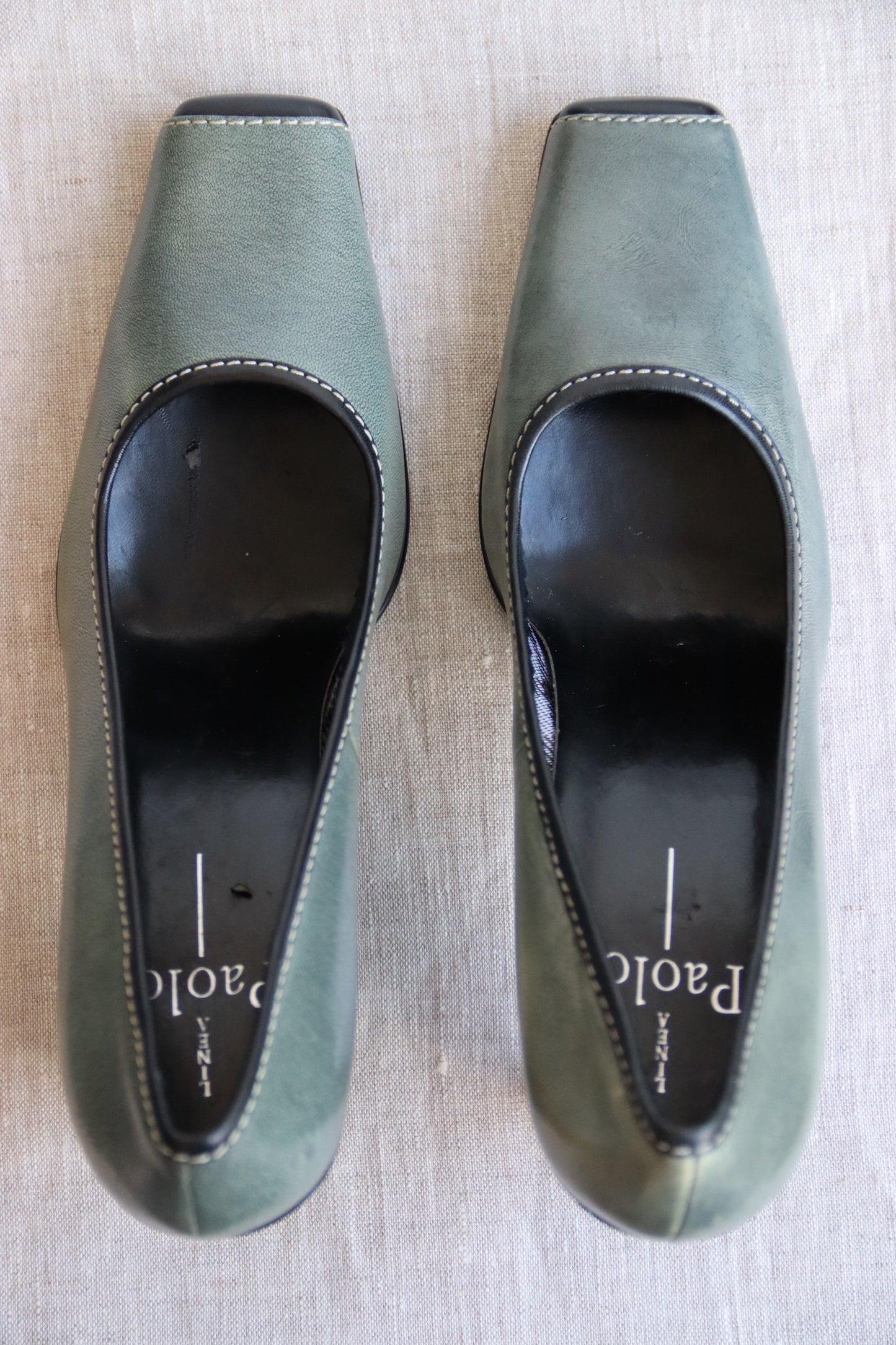 Paolo Green Leather Heels