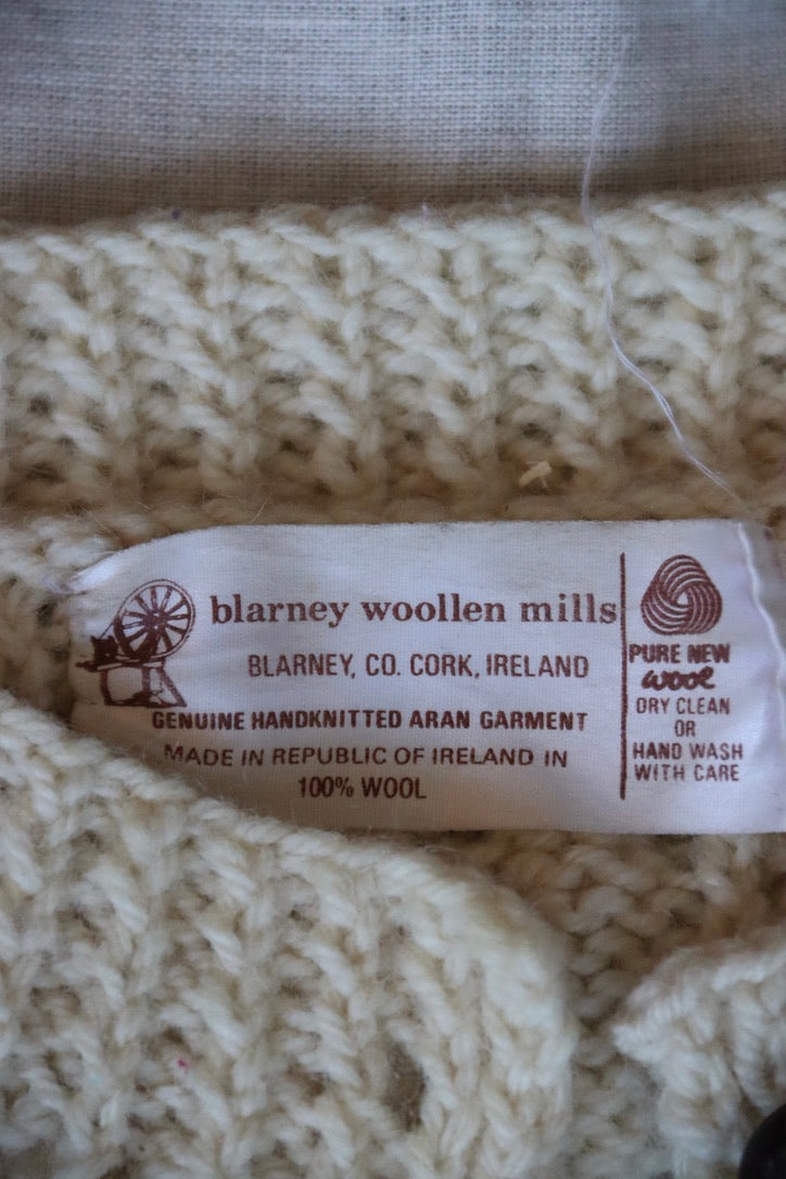 Blarney Woollen Mills White Irish Fisherman Sweater