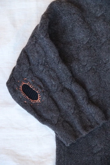 Joan & David Brown Cashmere Sweater with Visible Mending