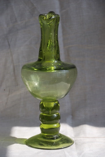 Green Glass Decanter - as is