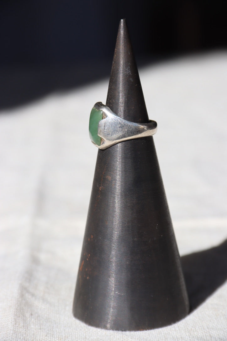 Serpentine Stone sterling silver ring