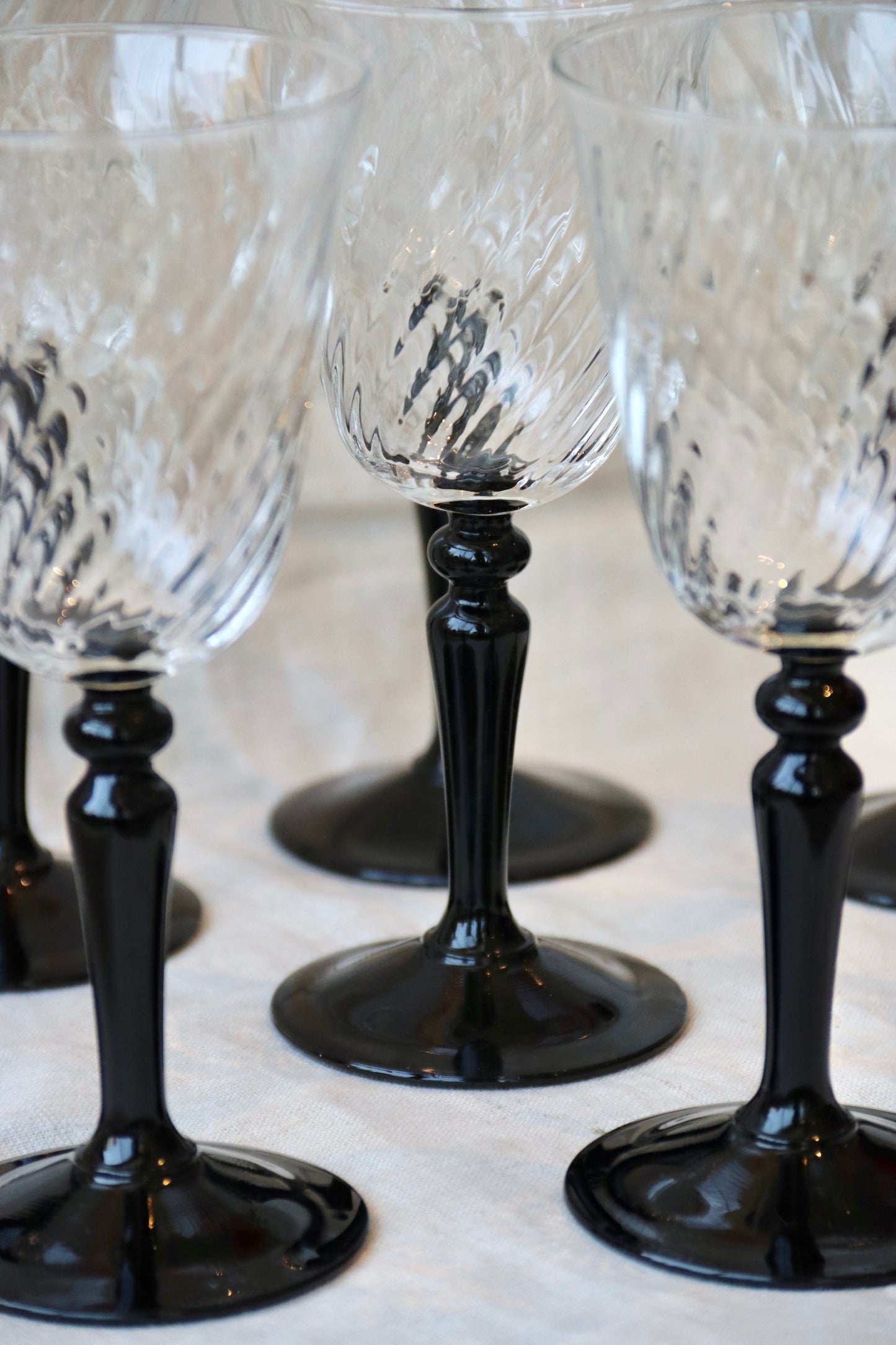 Set of 8 Black Stem Glasses
