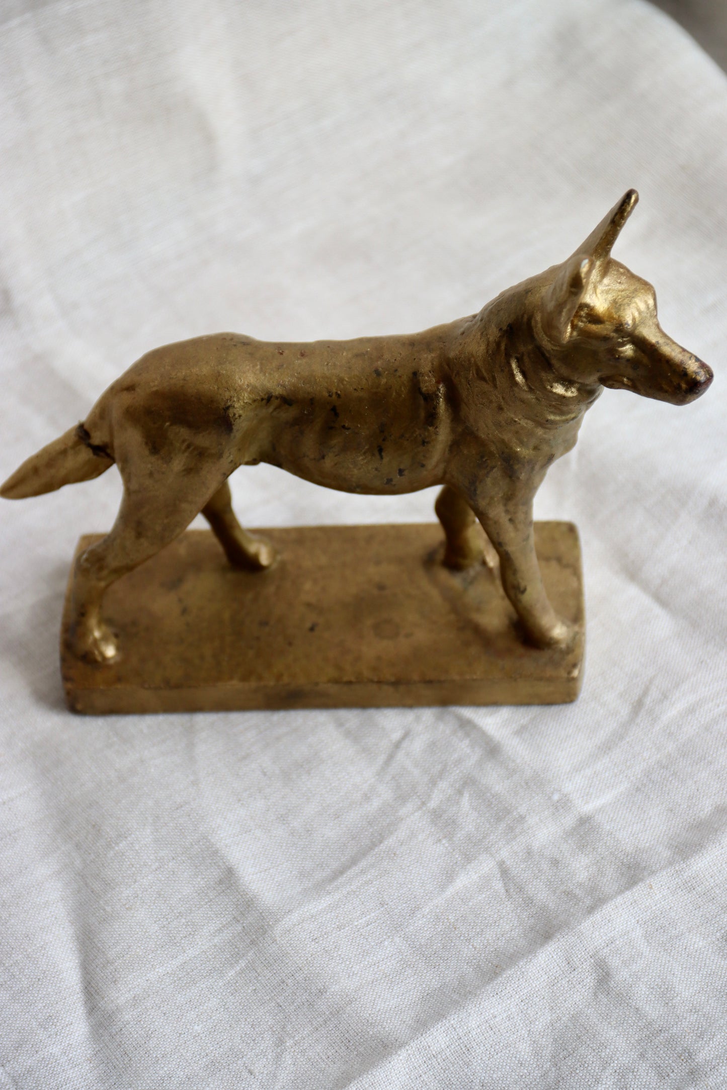 Gold Dog Sculpture - as is