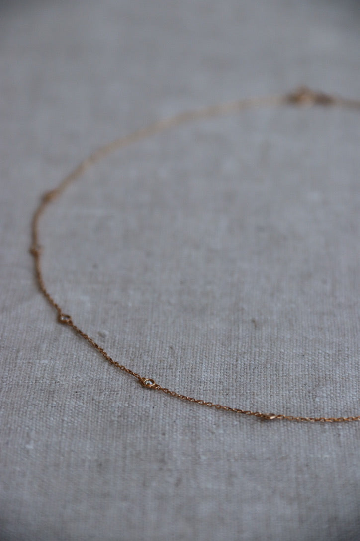 Bezel Set Diamond Station Necklace