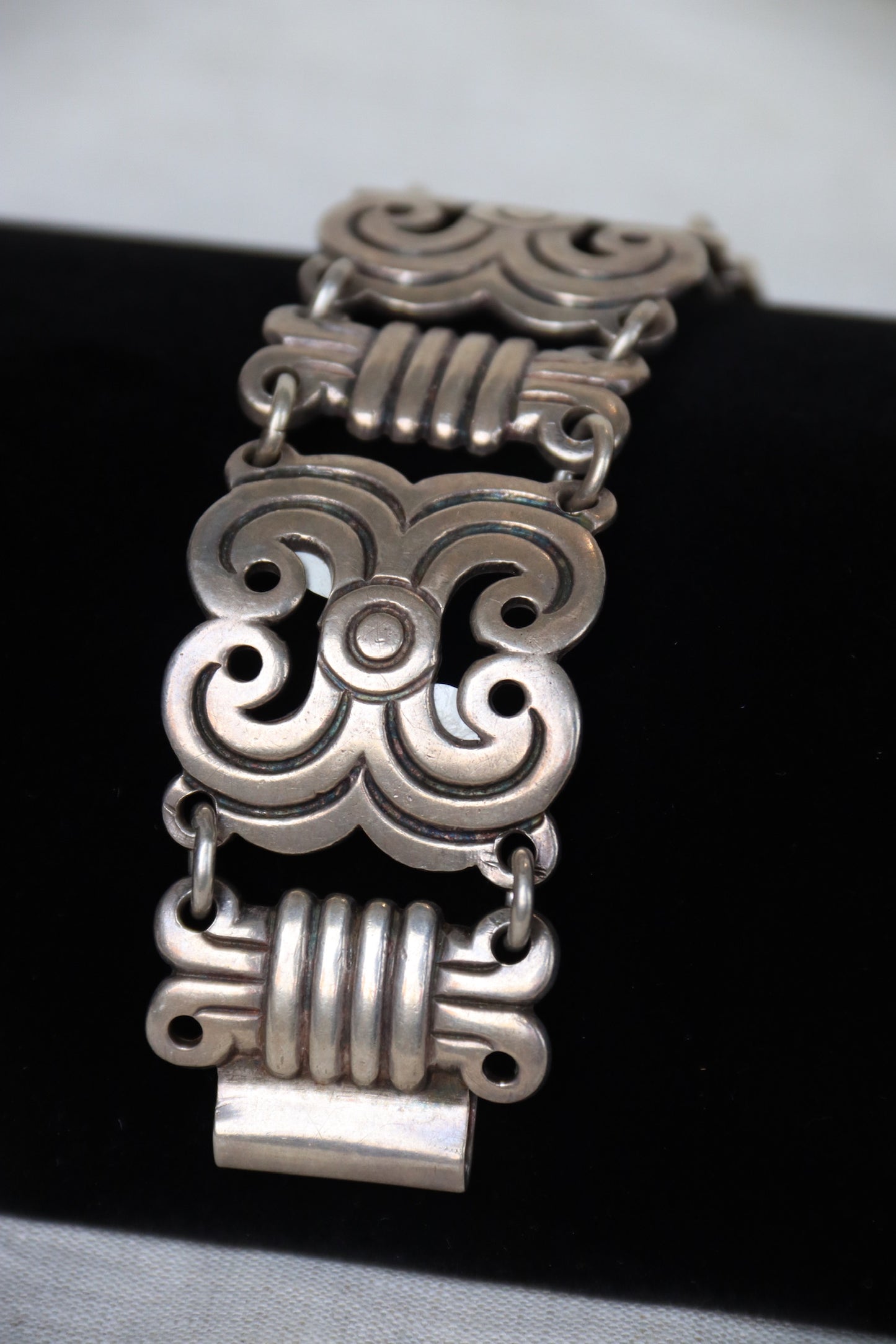 Sterling Silver Taxco Mexico Wide Panel Bracelet