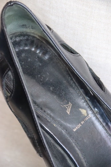 Prada Black Leather Cut Out Heels - 10