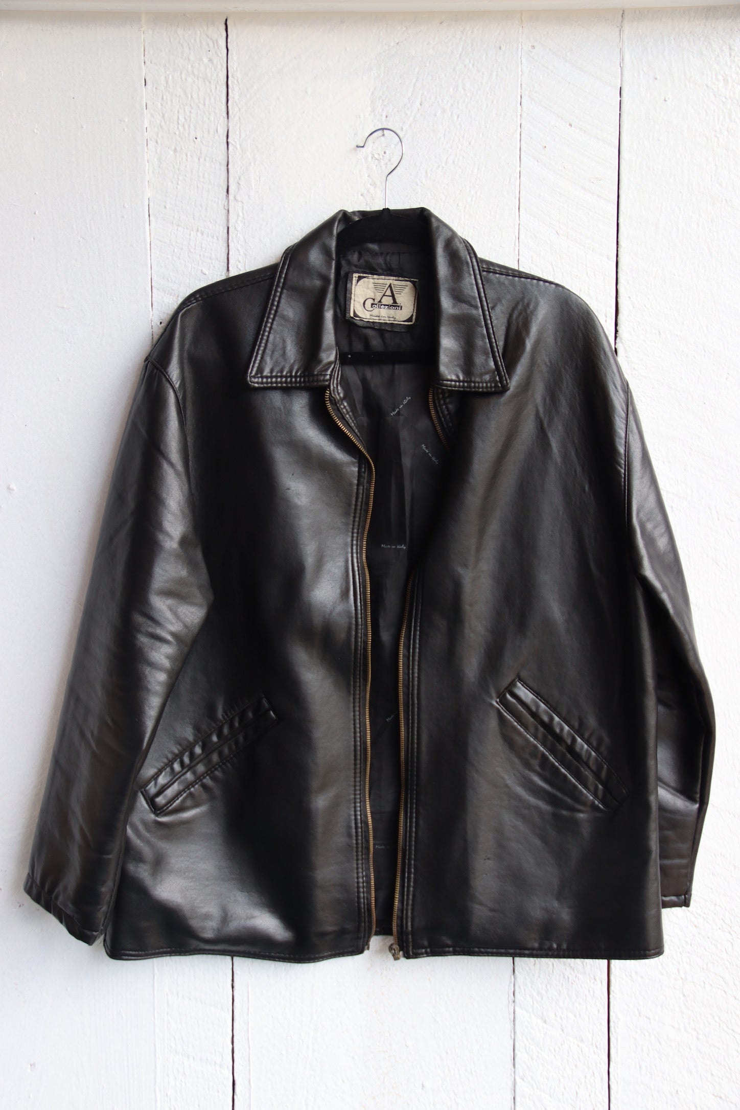 Armani Collezioni black leather coat As Is