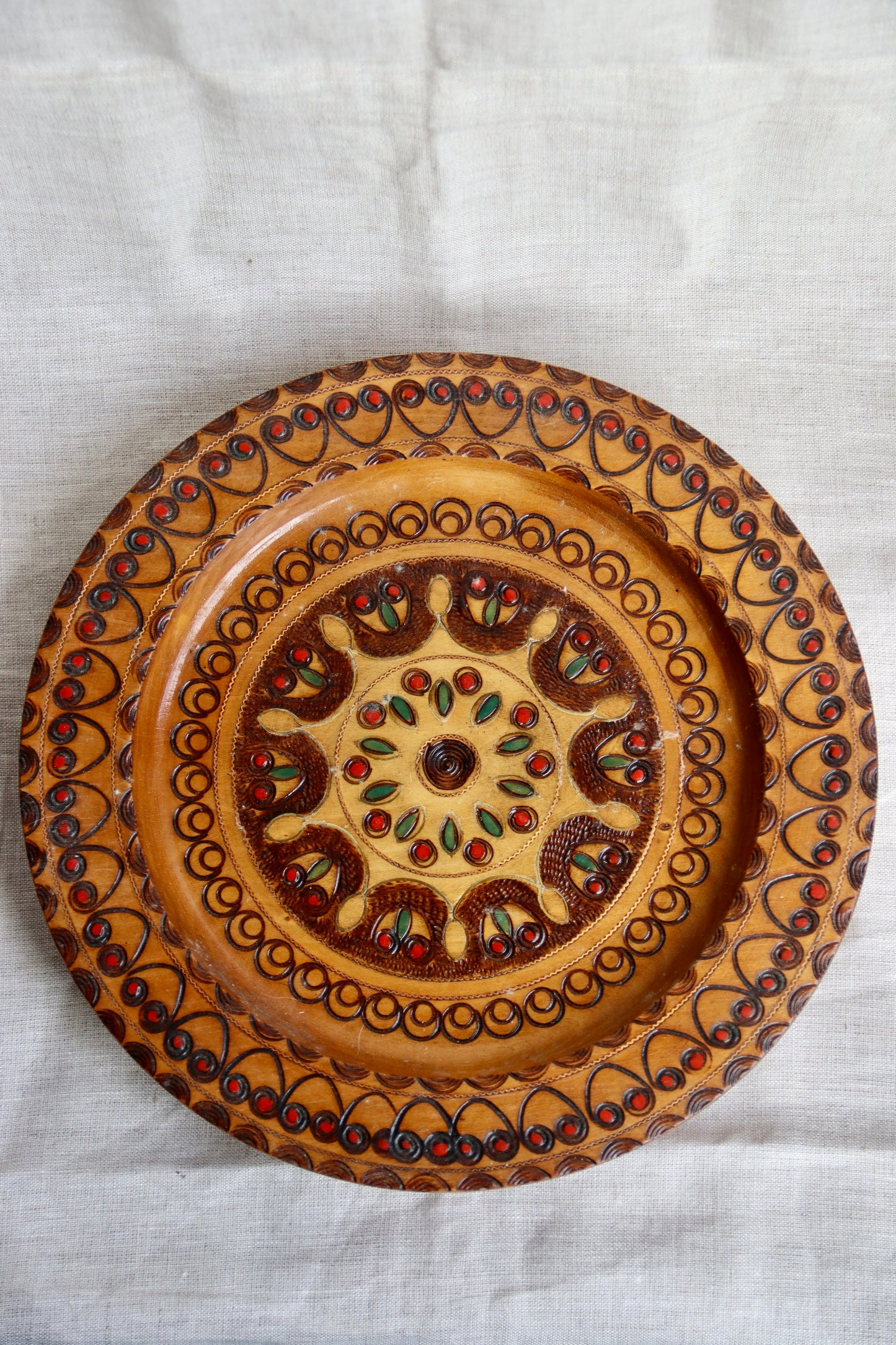 Vintage Wooden Painted Wall Plate