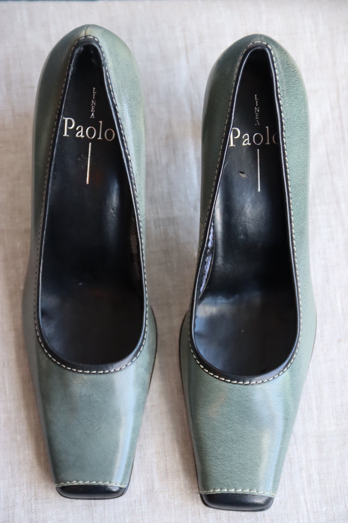 Paolo Green Leather Heels