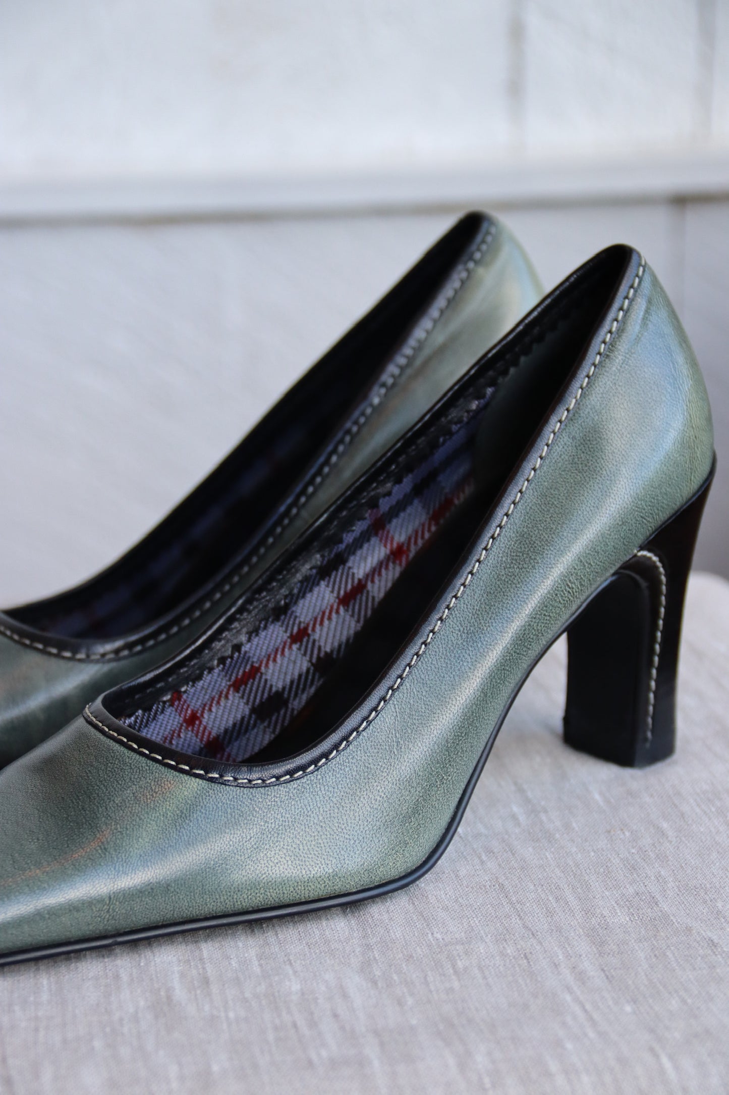 Paolo Green Leather Heels
