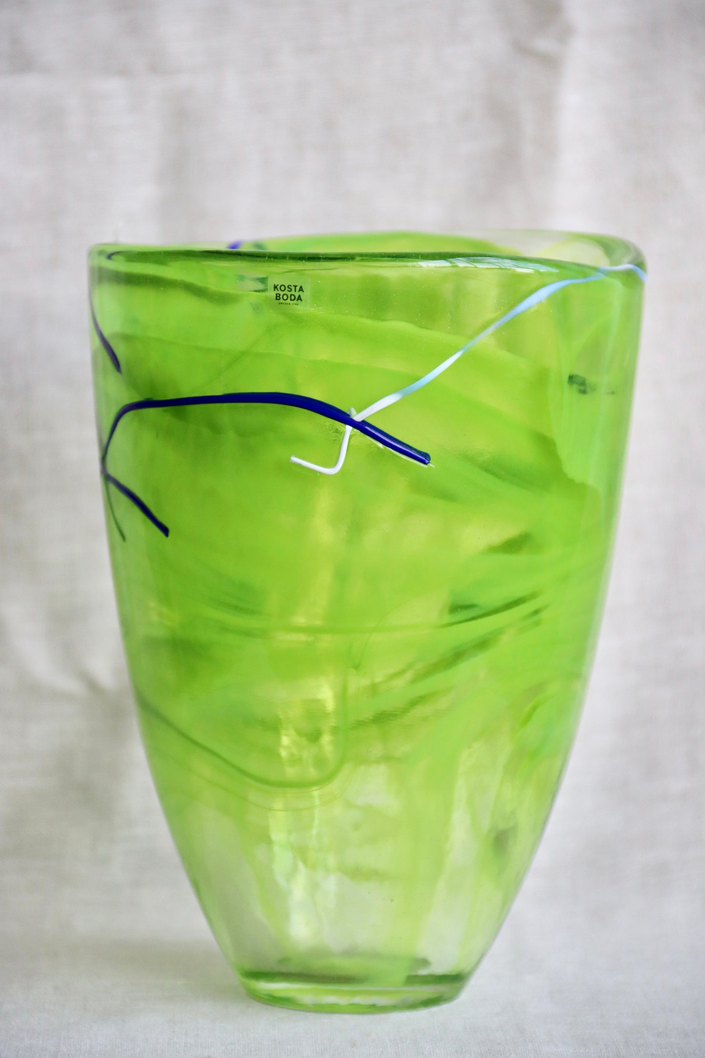 Anna Ehrner "Contrast Lime" Vase For Kosta Boda