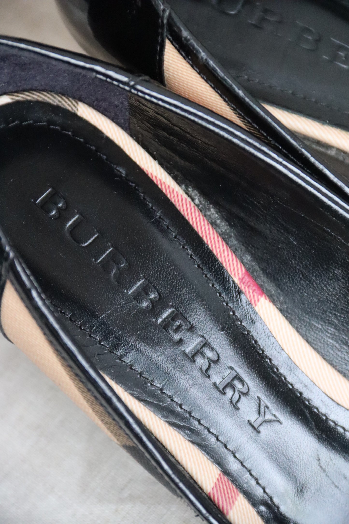 Burberry Black Patent Leather Heels - as is