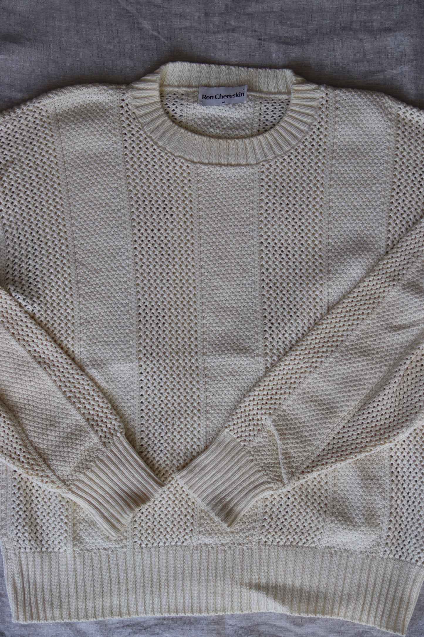 Ron Chereskin White Cotton Knit Sweater