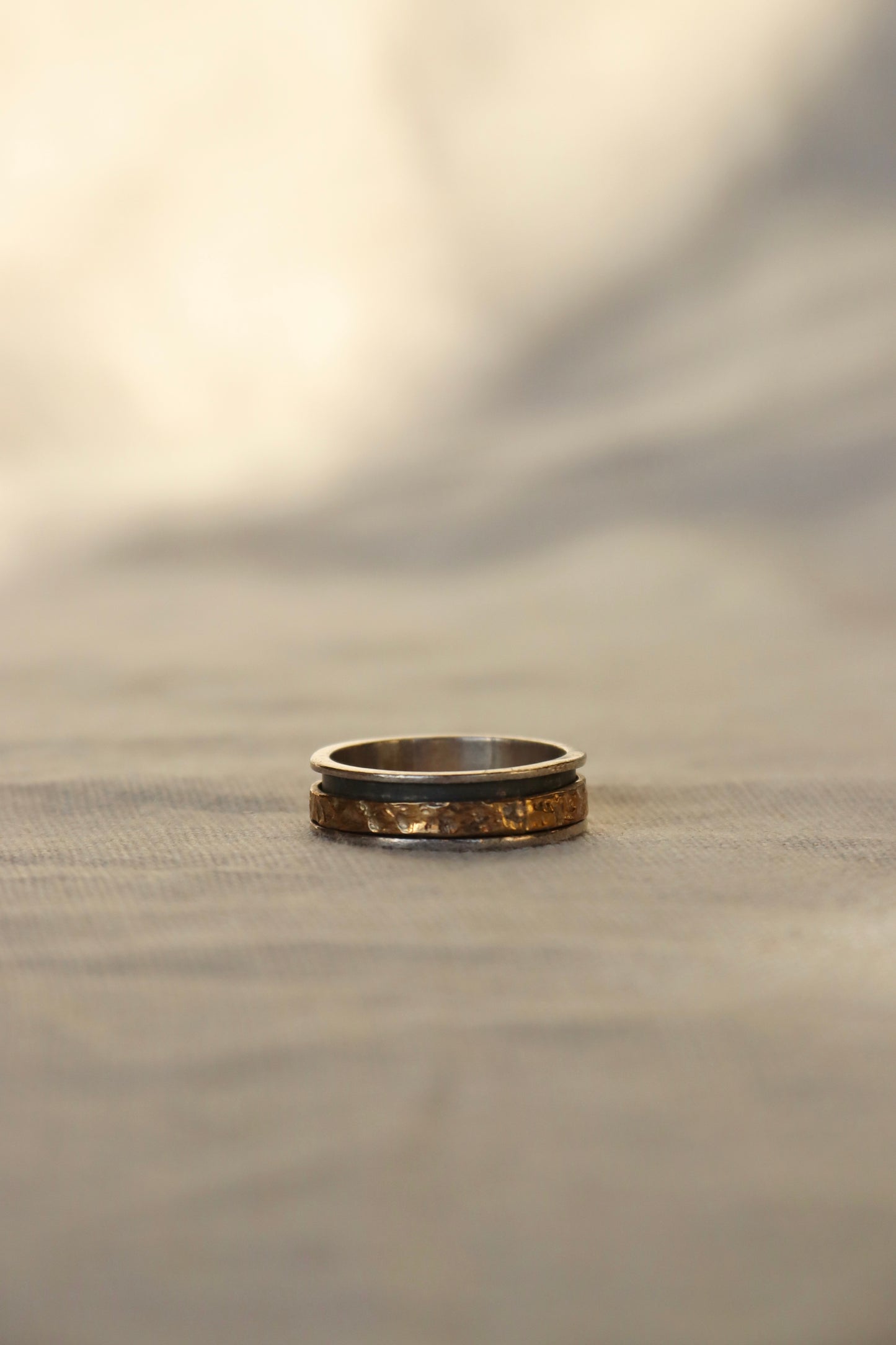 Sterling Silver Ring with 18k Gold Spinner Details