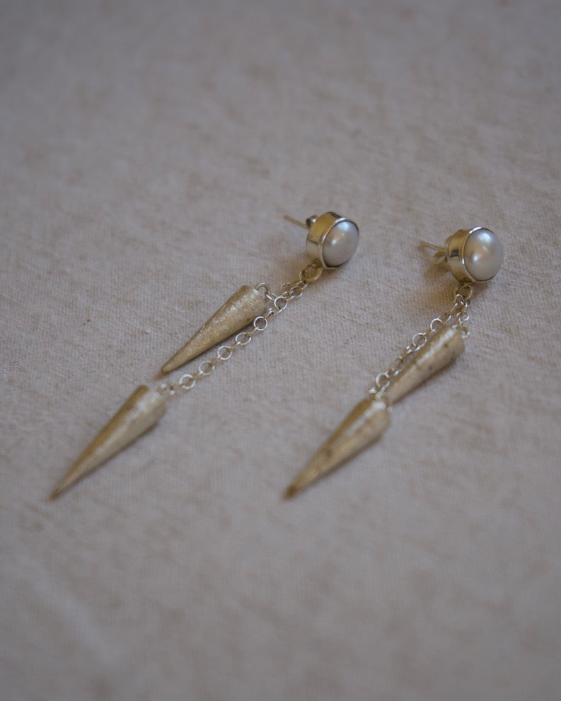 Balaam by Monica Zamora Sterling Silver Pearl Drop Earrings