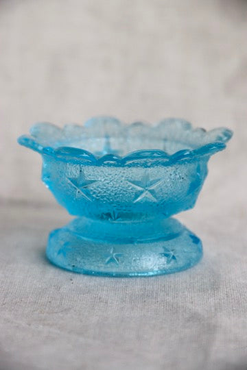 Miniature Blue Glass Salt Cellar