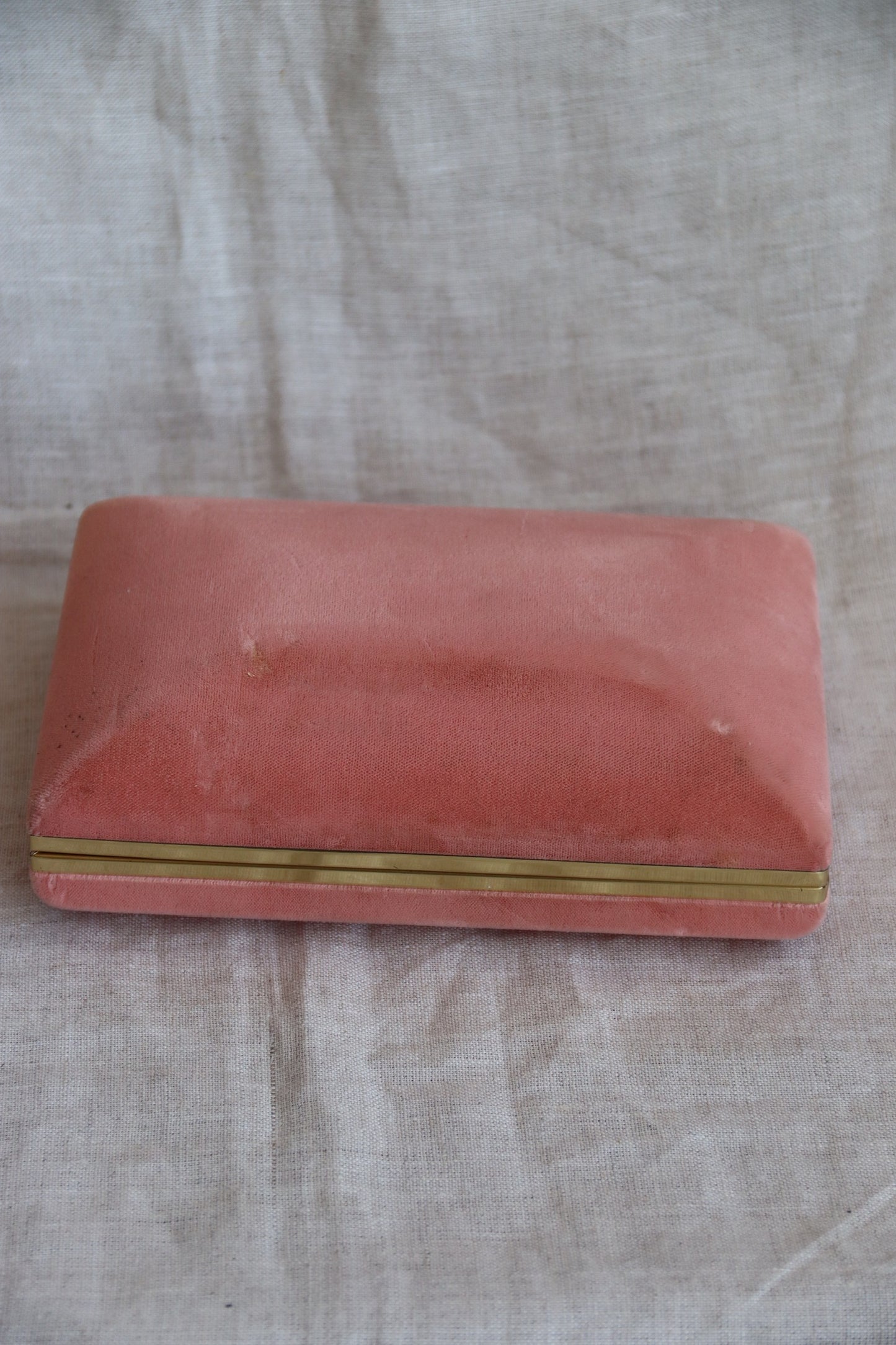 Vintage Pink Velvet Jewelry Box