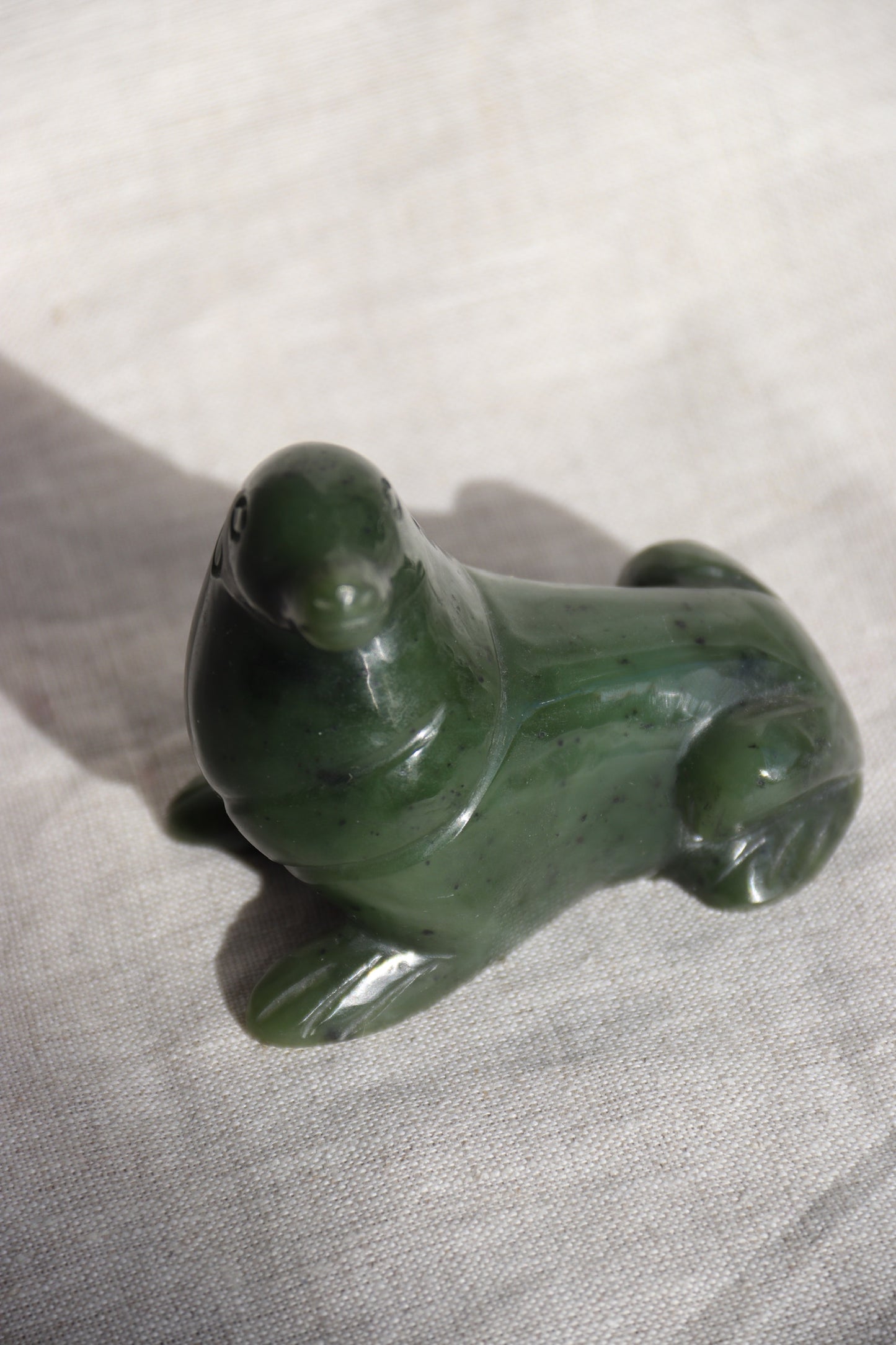Green Stone Seal Figurine