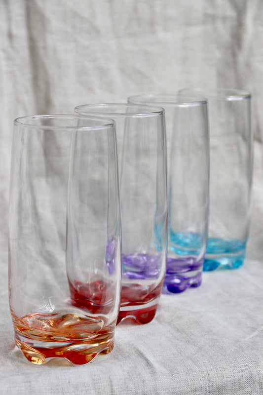 Set of 4 Color Glass Drinking Tumblers