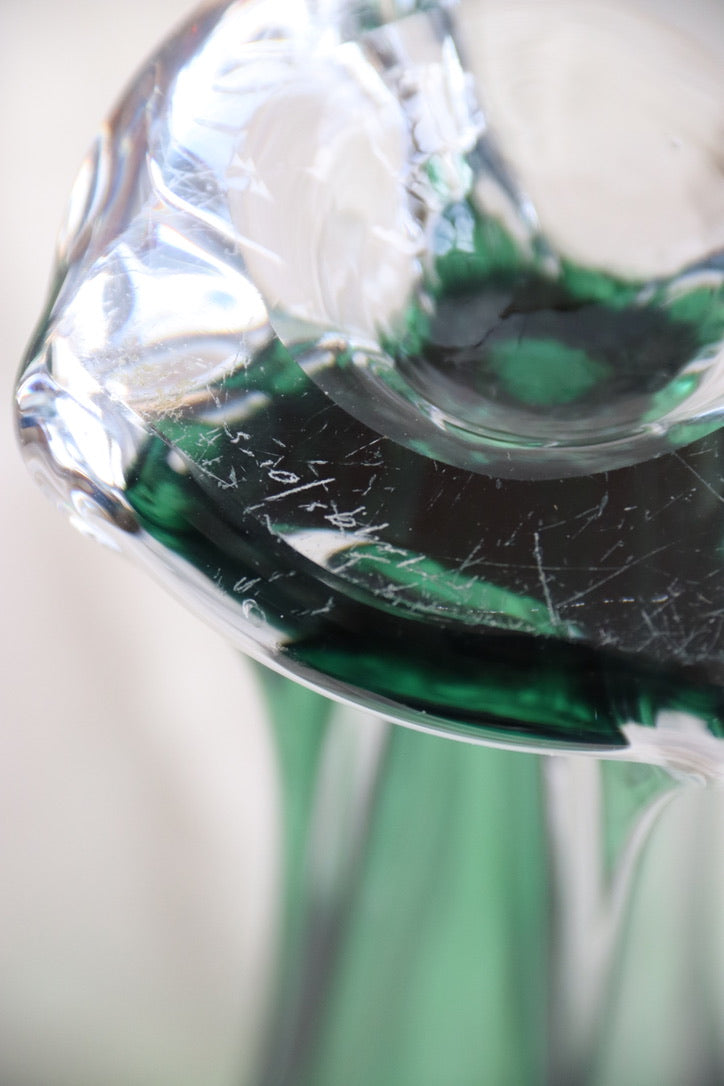 Green Fluted Glass Vase