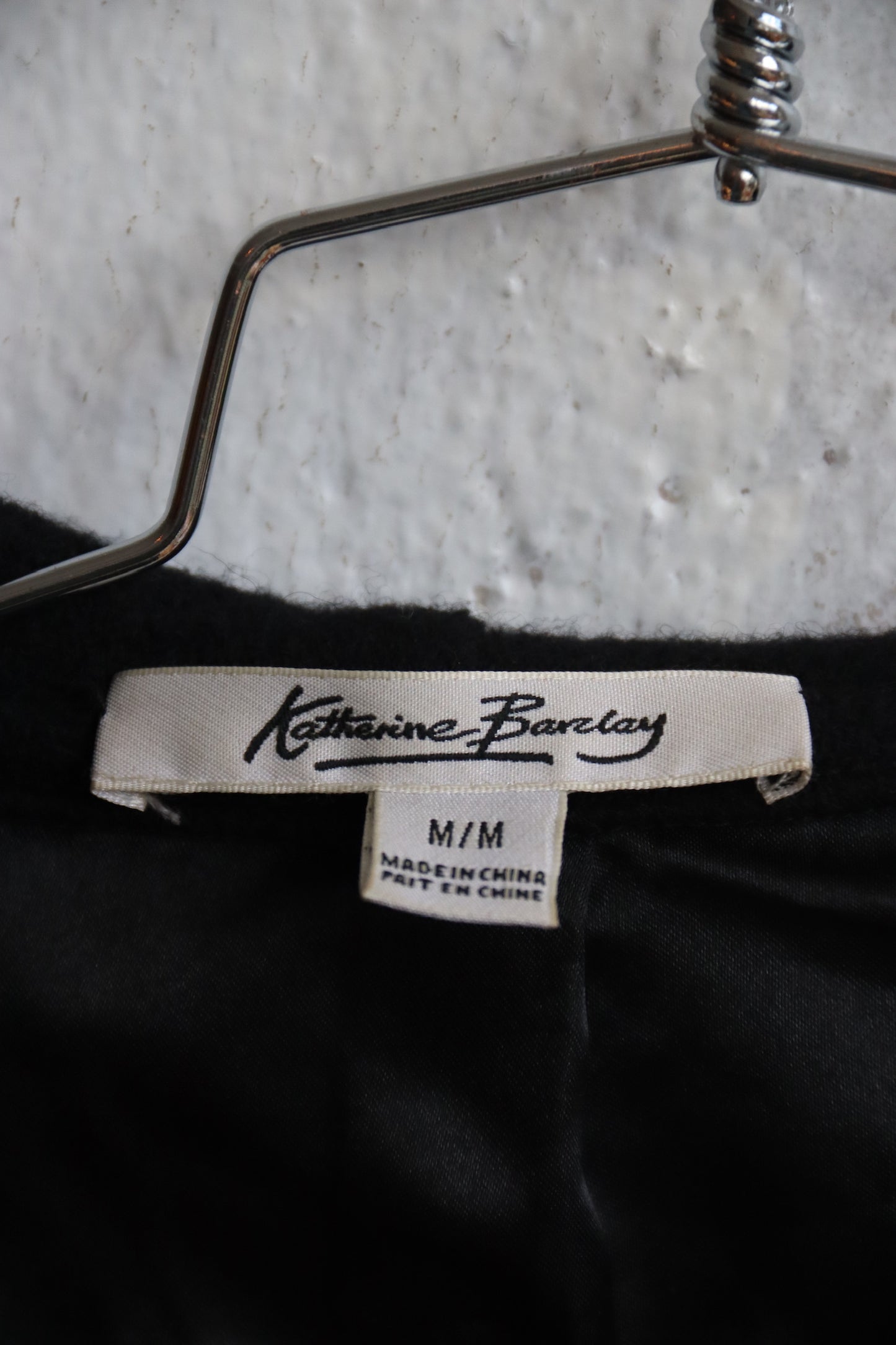 Vintage Katherine Barclay Black Ruffled Wool Coat - M