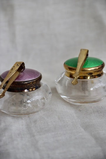 Dose Rock Crystal and Enamel Pots
