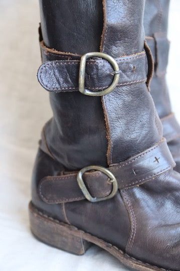 Fiorentini Baker Brown Leather Buckle Boots - 38