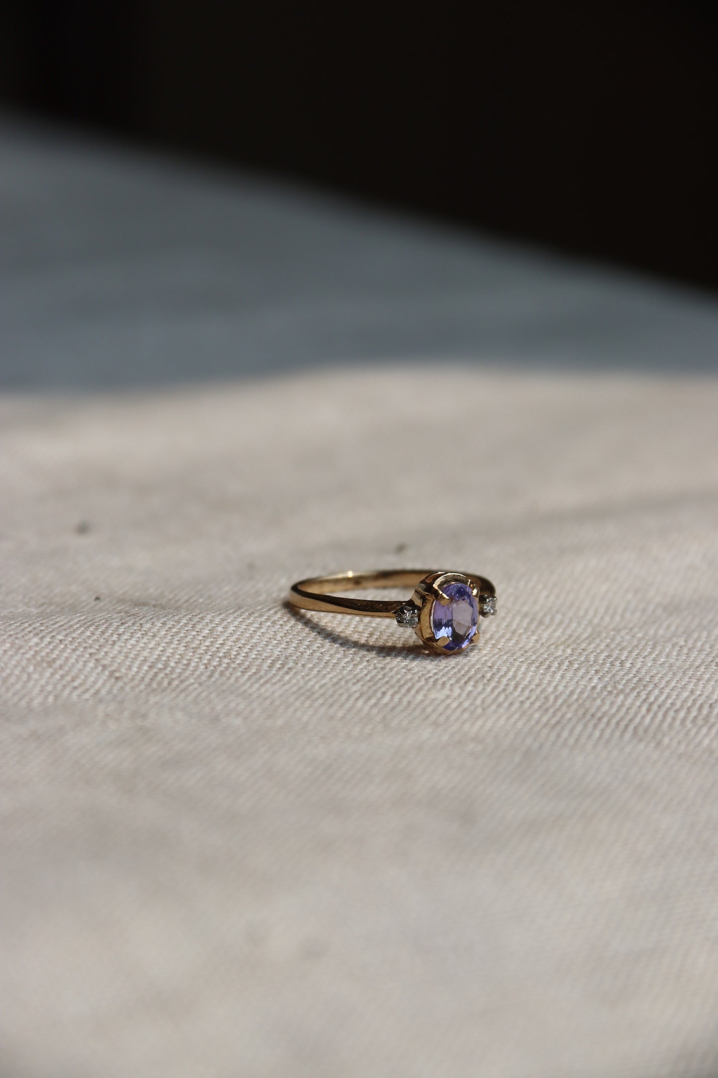 14K Tanzanite and Diamond Ring with Palladium Accents Rings