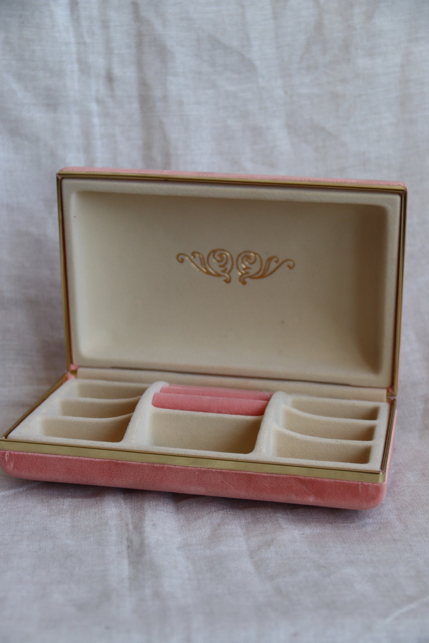 Vintage Pink Velvet Jewelry Box