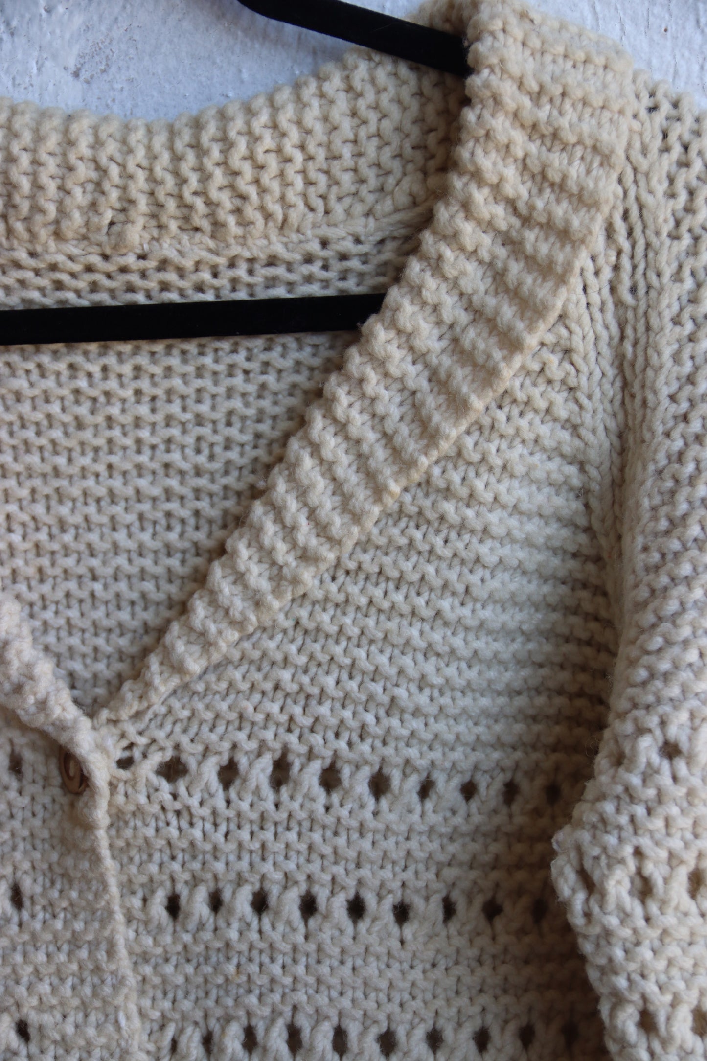 Vintage White Knit Long Sweater - as is
