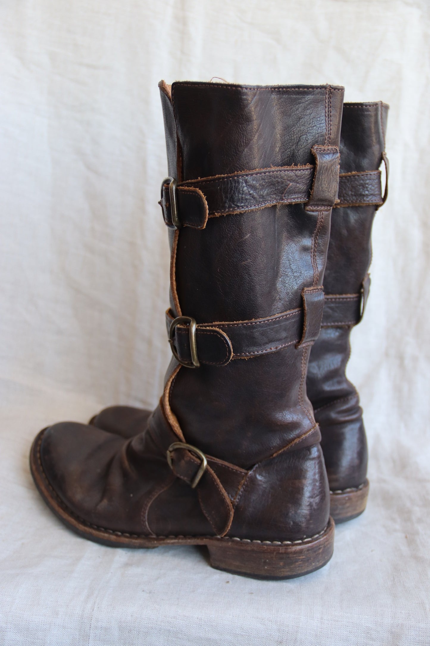 Fiorentini Baker Brown Leather Buckle Boots - 38