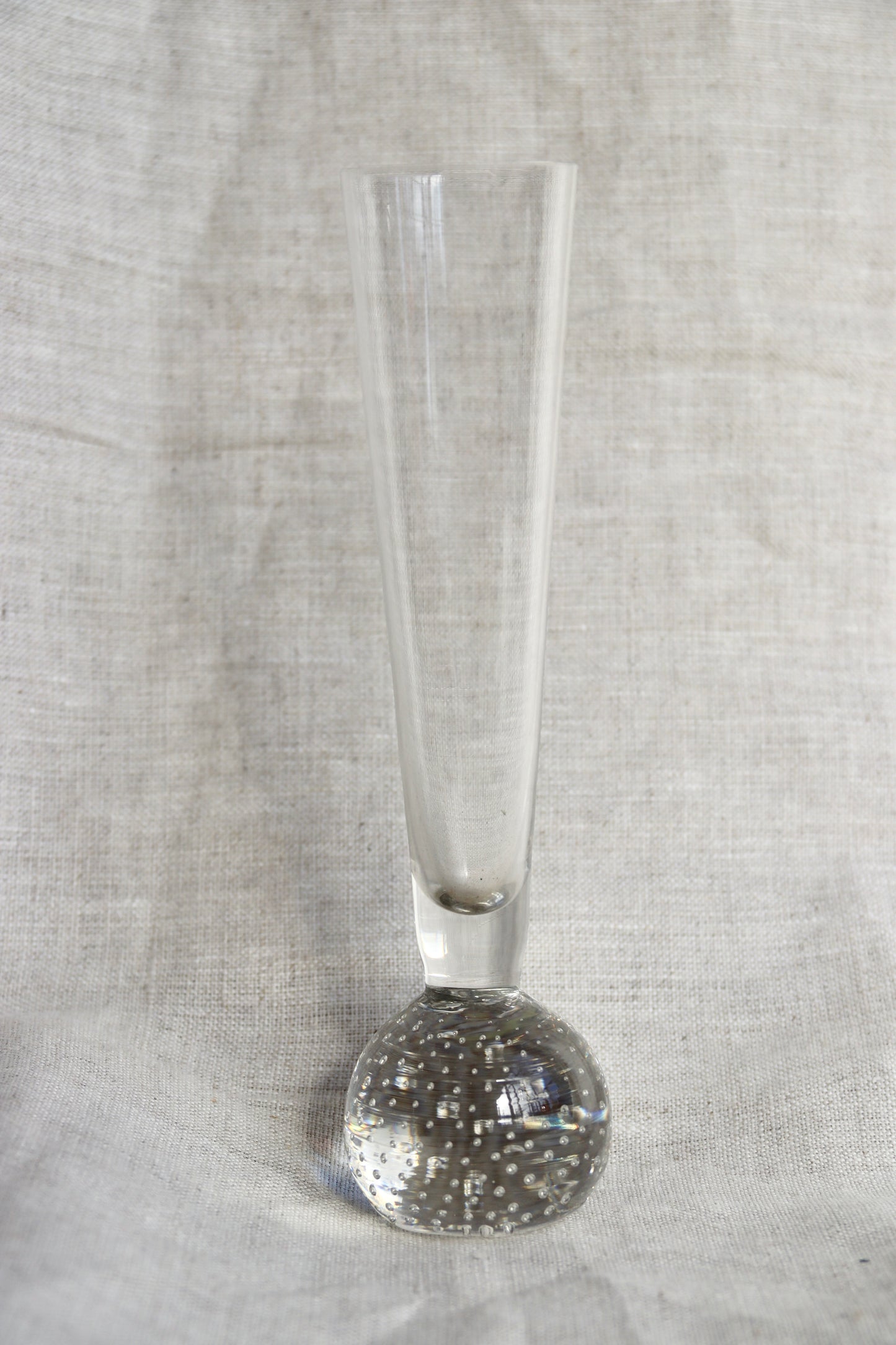 Controlled Bubble Base Clear Glass Bud Vase