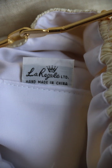 Vintage La Regale White Pleated Convertible Clutch Purse