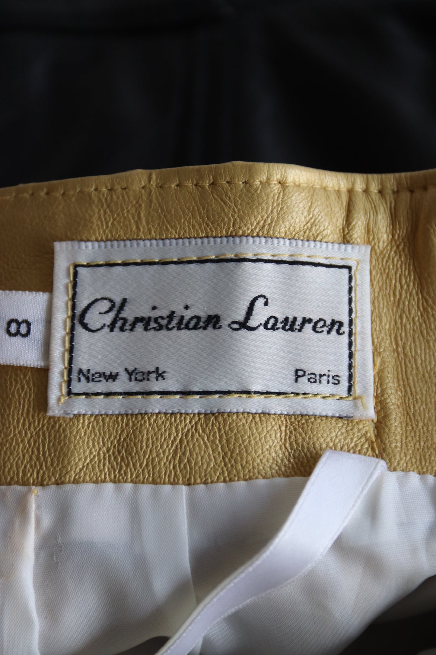 Vintage Christian Lauren Gold Leather Skirt